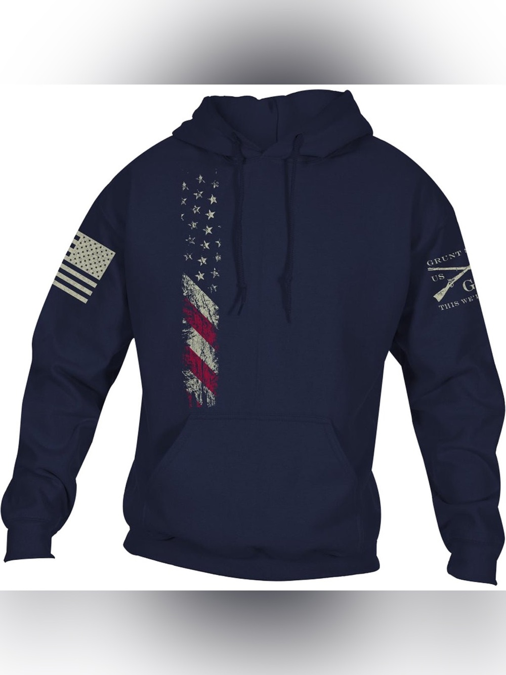 Grunt Style Navy Hoodie with Distressed Flag Graphic